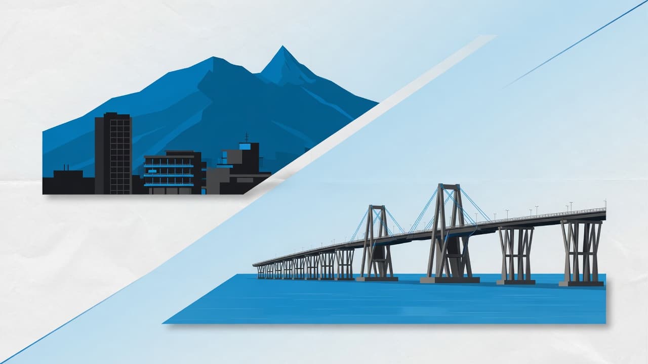 Ilustración: El Ávila a la izquierda y el puente de Maracaibo a la derecha