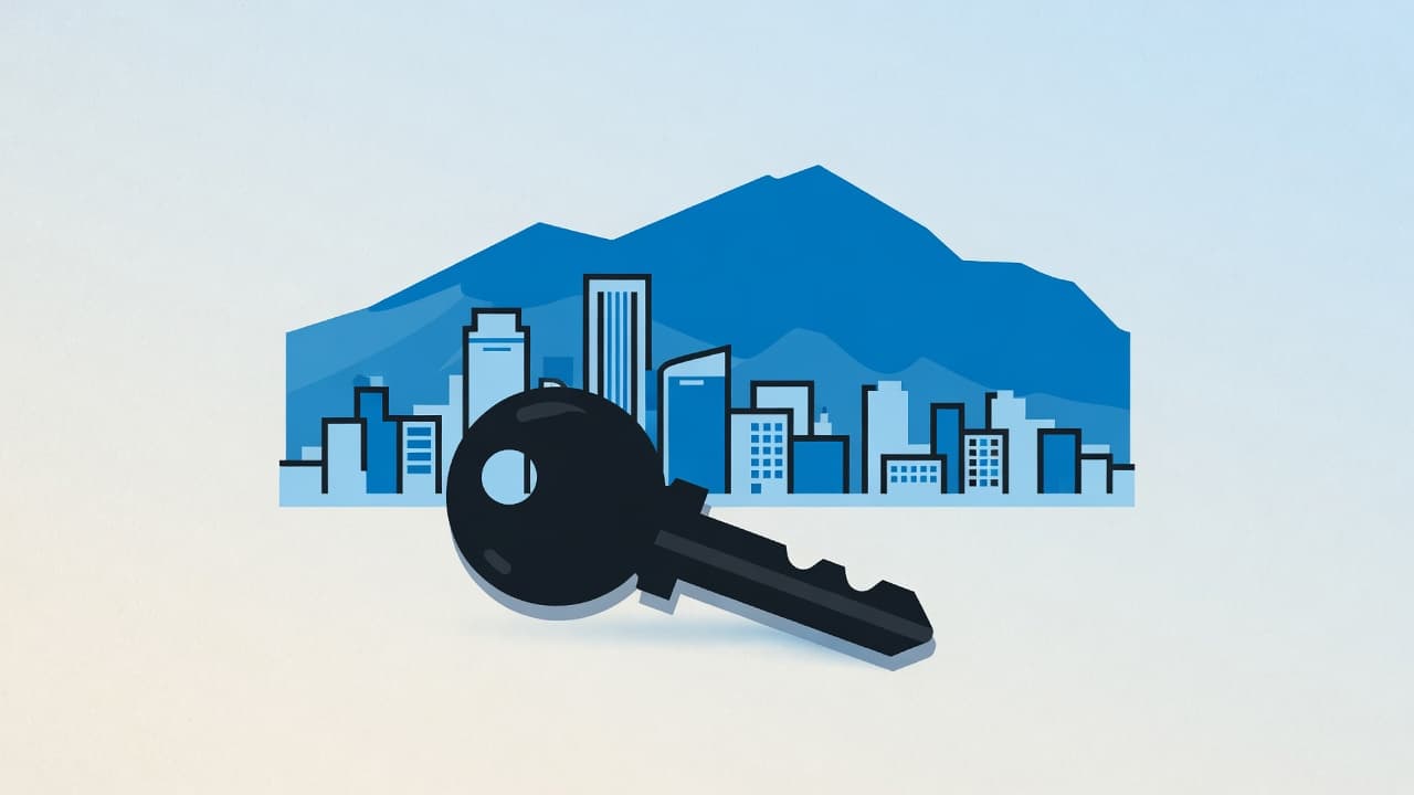 Ilustración: una llave delante del skyline de Caracas y el cerro El Ávila