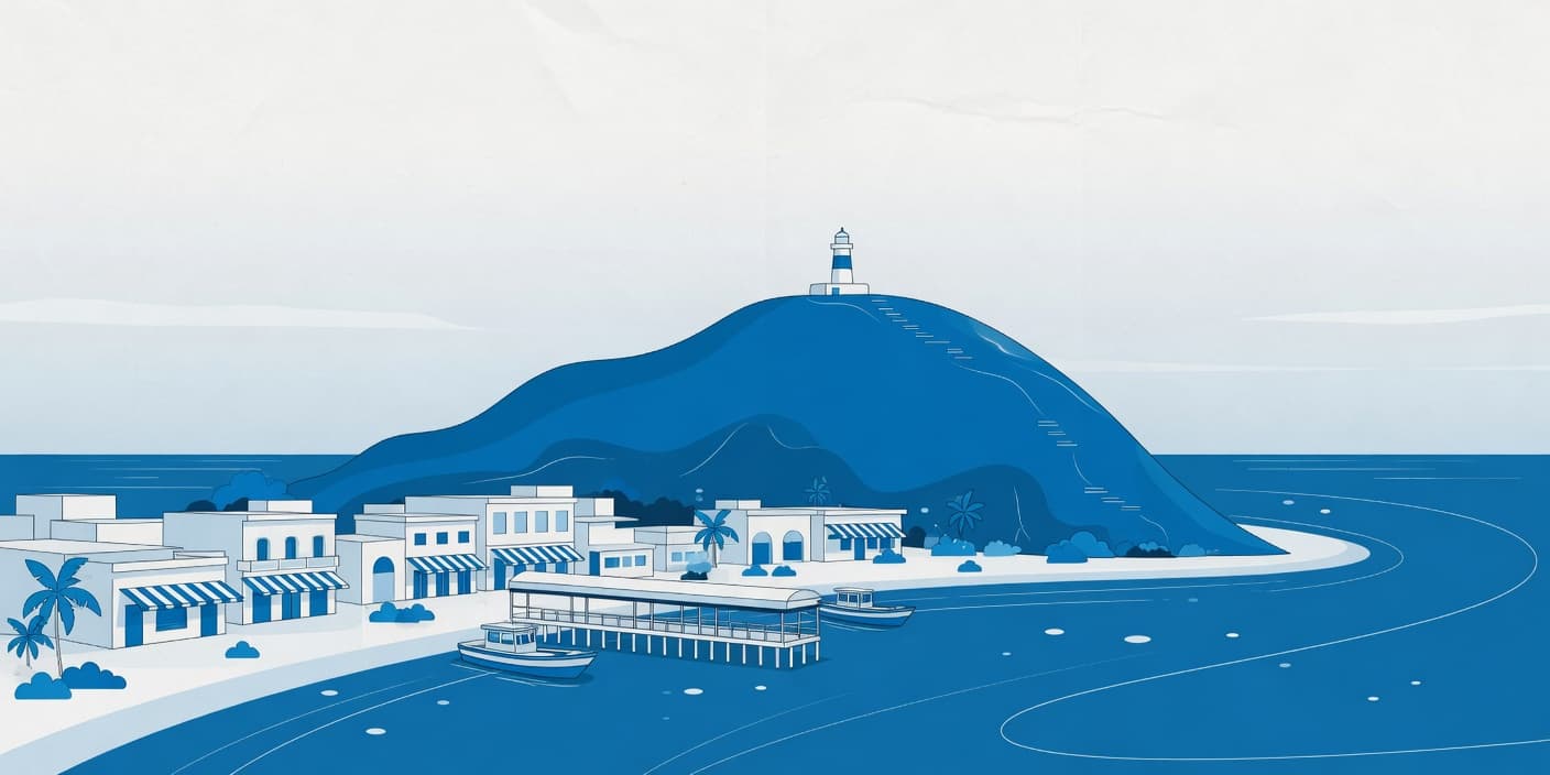 Ilustración: cerro El Morro junto al mar en Lechería